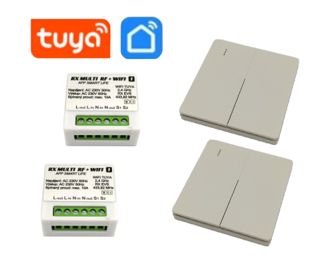 Bezdrátové ovládání světel - 2ks RX MULTI - 1k EVS WIFI -Tuya + 2ks ovladač TX2k EVS