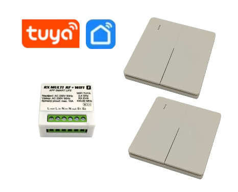 Diaľkové ovládanie svetie -l RX MULTI - 1k EVS WIFI - Tuya + 2ks ovládač TX2k EVS